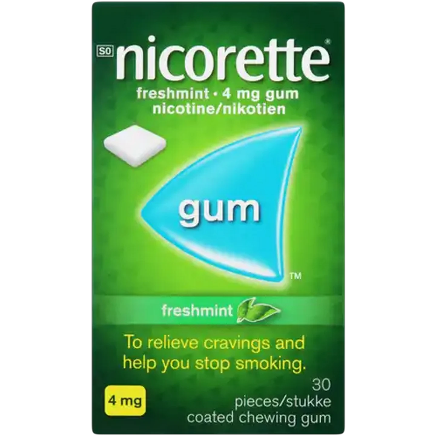 Image of Nicorette Gum 4mg Fresh Mint 30 Pack