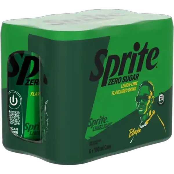 Sprite Lemon-Lime Flavoured Zero Sugar Sparkling Drink 6 x 300ml