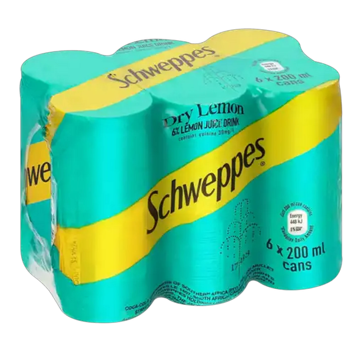 Image of Schweppes Dry Lemon Soft Drink Cans 6 x 200ml