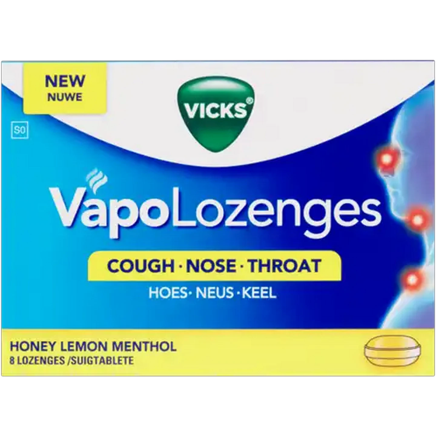 Image of Vicks Vapo Honey Lemon Menthol Lozenges 8 Pack