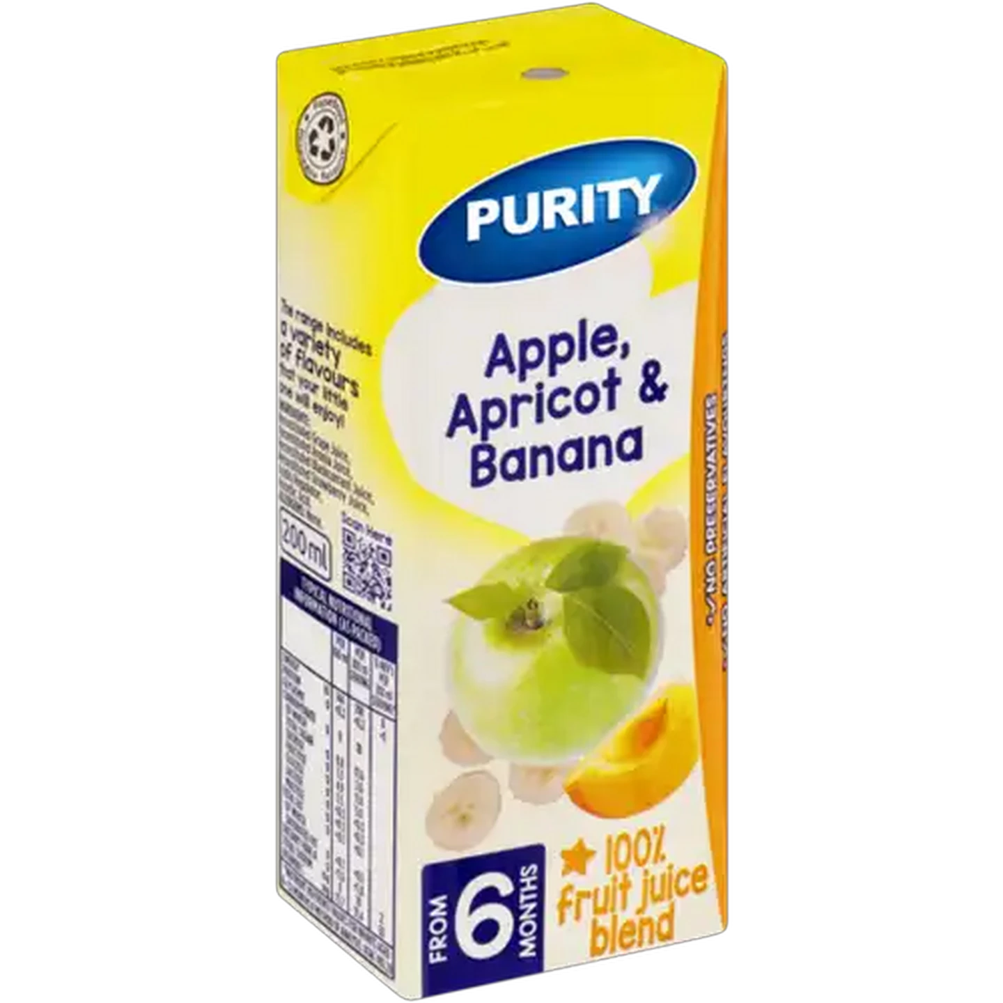 Image of PURITY From 6 Months Apple, Apricot & Banana 100% Fruit Juice Blend 200ml