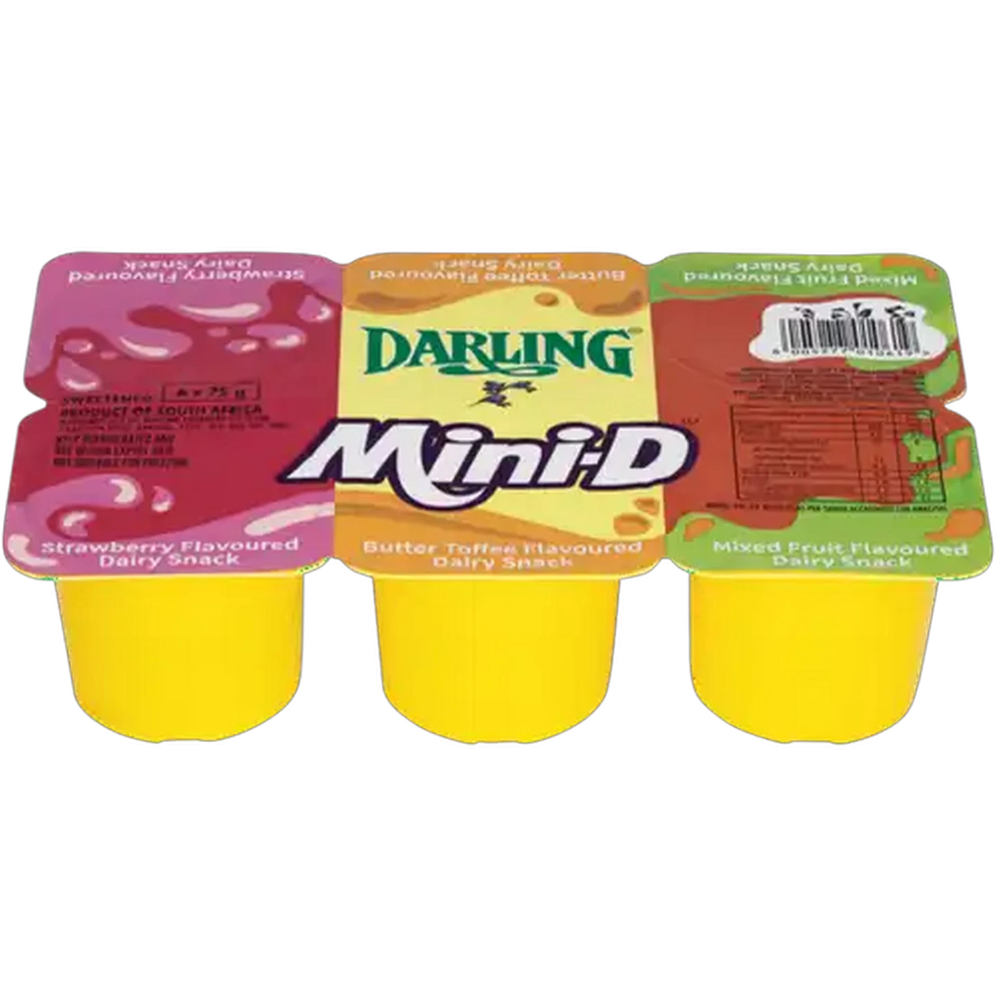 Image of Darling Mini-D Strawberry, Butter Toffee & Mixed Fruit Flavoured Dairy Snack 6 x 75g