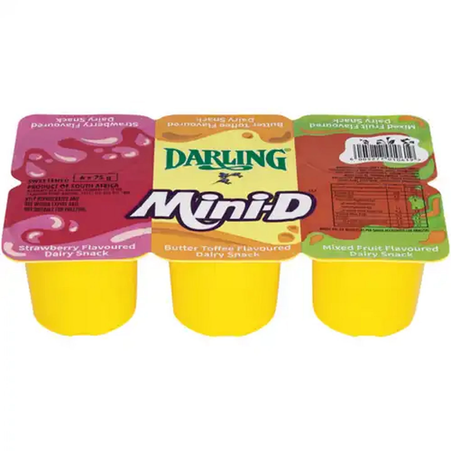 Image of Darling Mini-D Strawberry, Butter Toffee & Mixed Fruit Flavoured Dairy Snack 6 x 75g