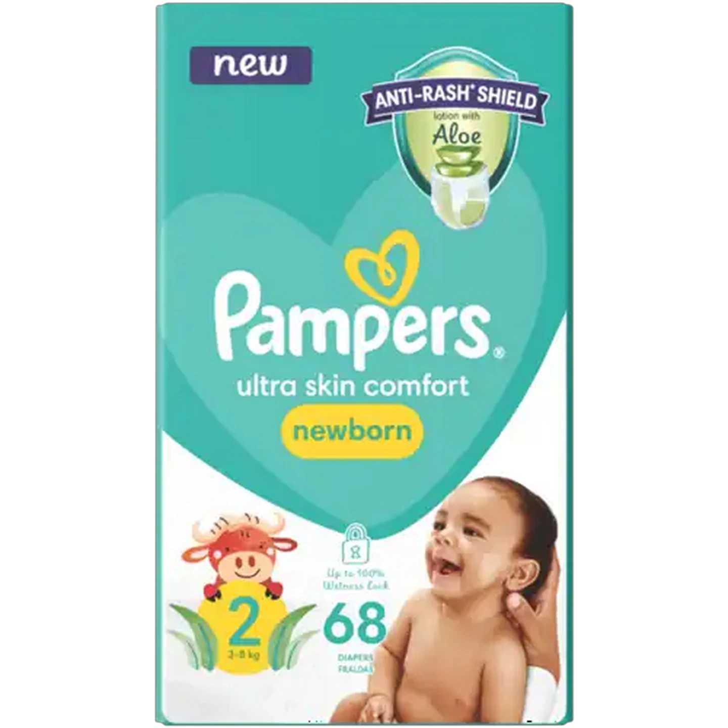 Image of Pampers Size 2 3-8kg Newborn Disposable Nappies 68 Pack