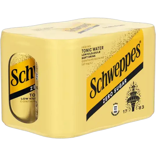 Schweppes Zero Sugar Indian Tonic Water 6 x 200ml