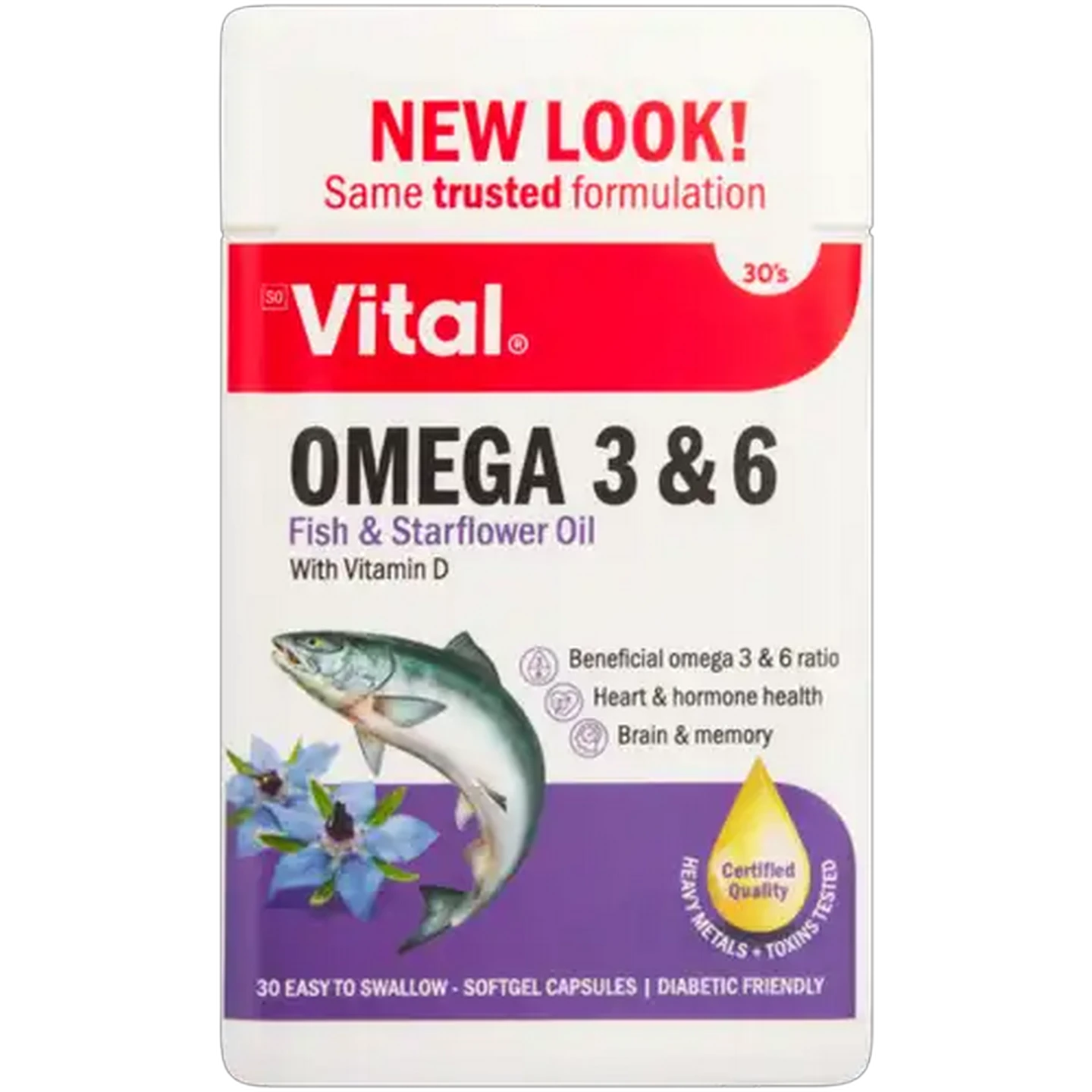 Image of Vital Omega 3 & 6 Concentrate Capsules 30 Pack