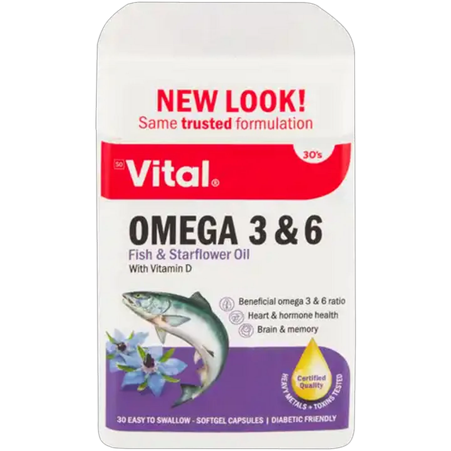 Image of Vital Omega 3 & 6 Concentrate Capsules 30 Pack