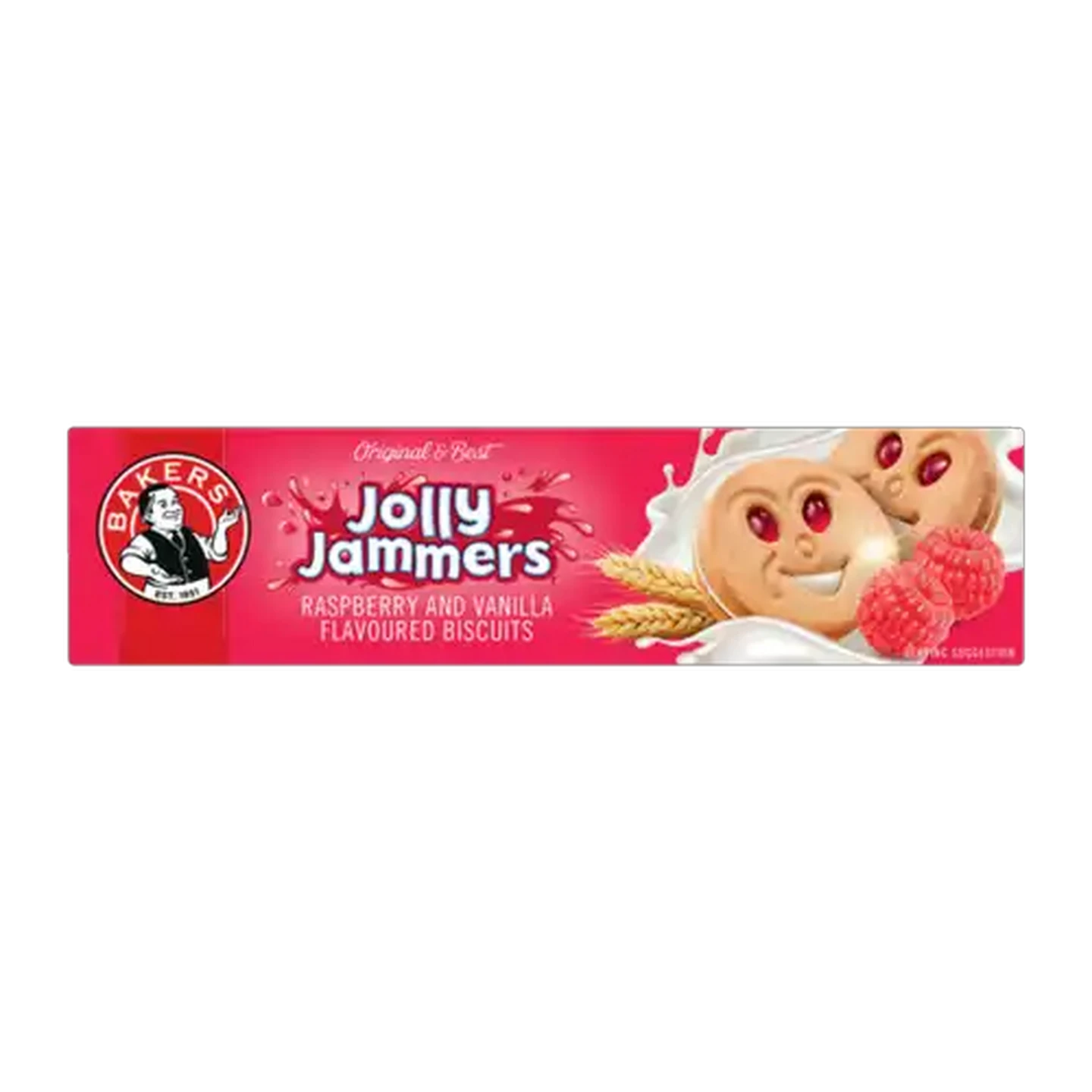Image of Bakers Jolly Jammers Raspberry & Vanilla Flavoured Biscuits 200g