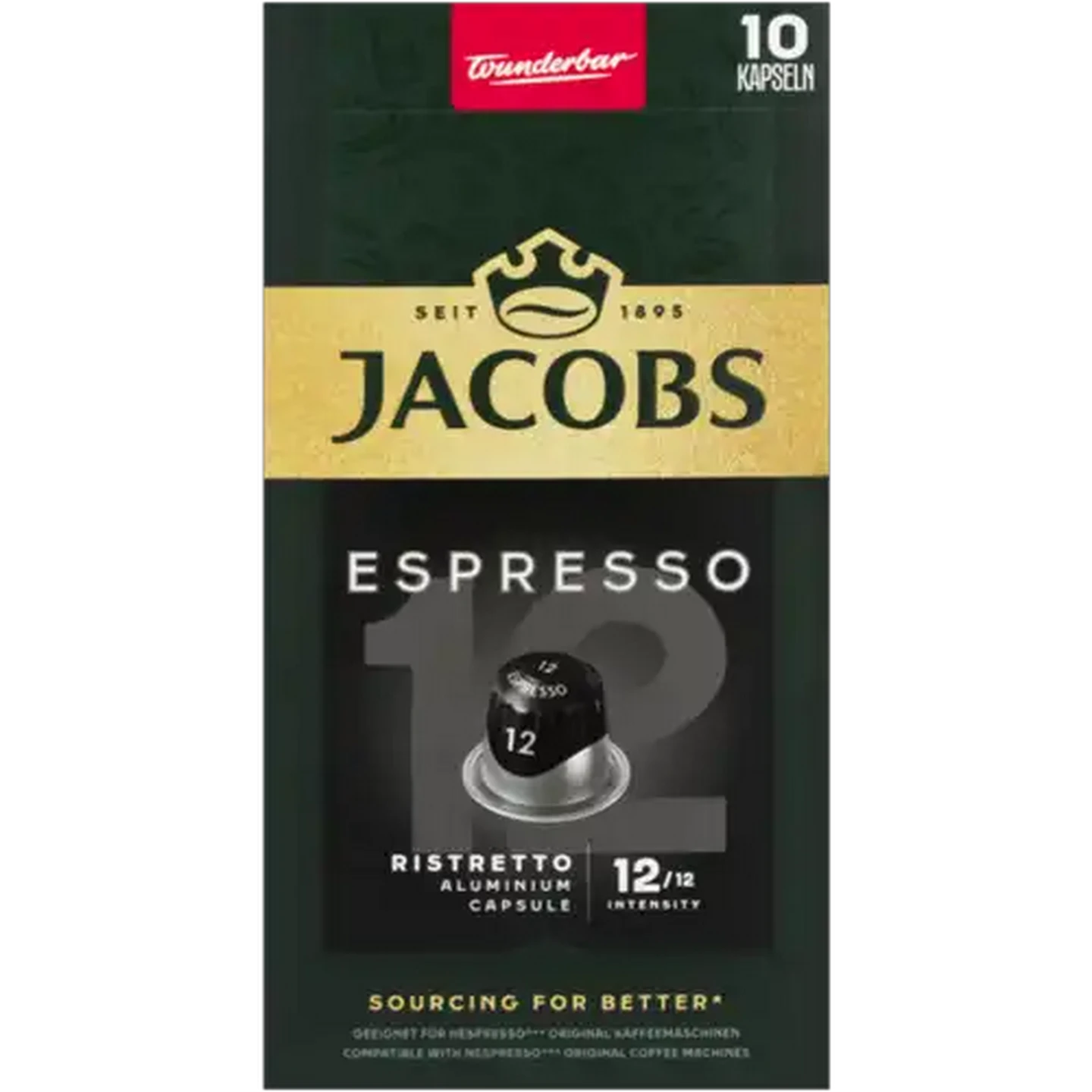 Image of Jacobs Espresso Ristretto 12 Coffee Capsules 10 Pack