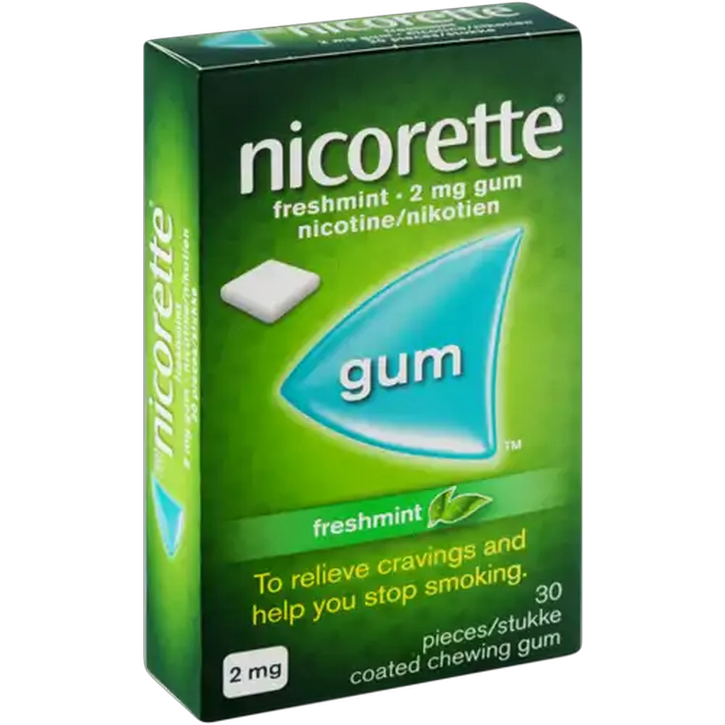 Image of Nicorette Gum 2mg Fresh Mint 30 Pack