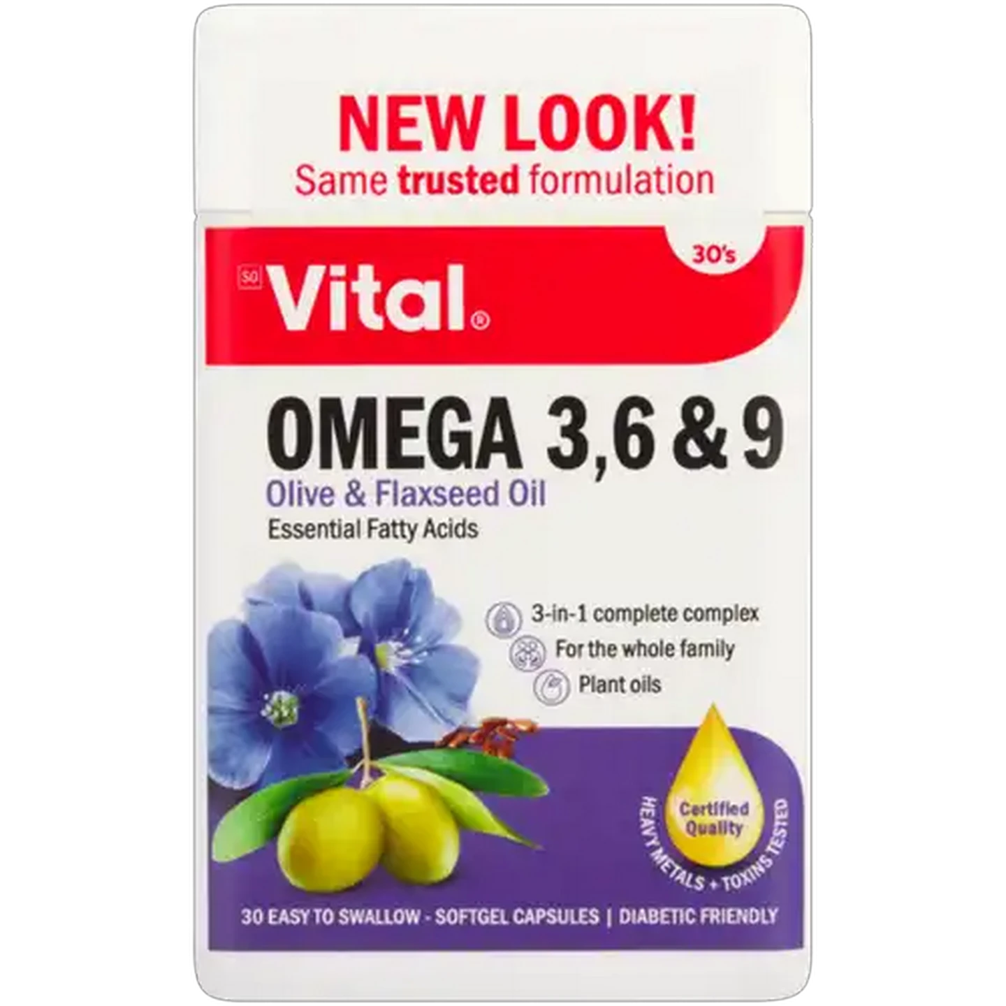 Image of Vital Omega 3, 6 & 9 Capsules 30 Pack