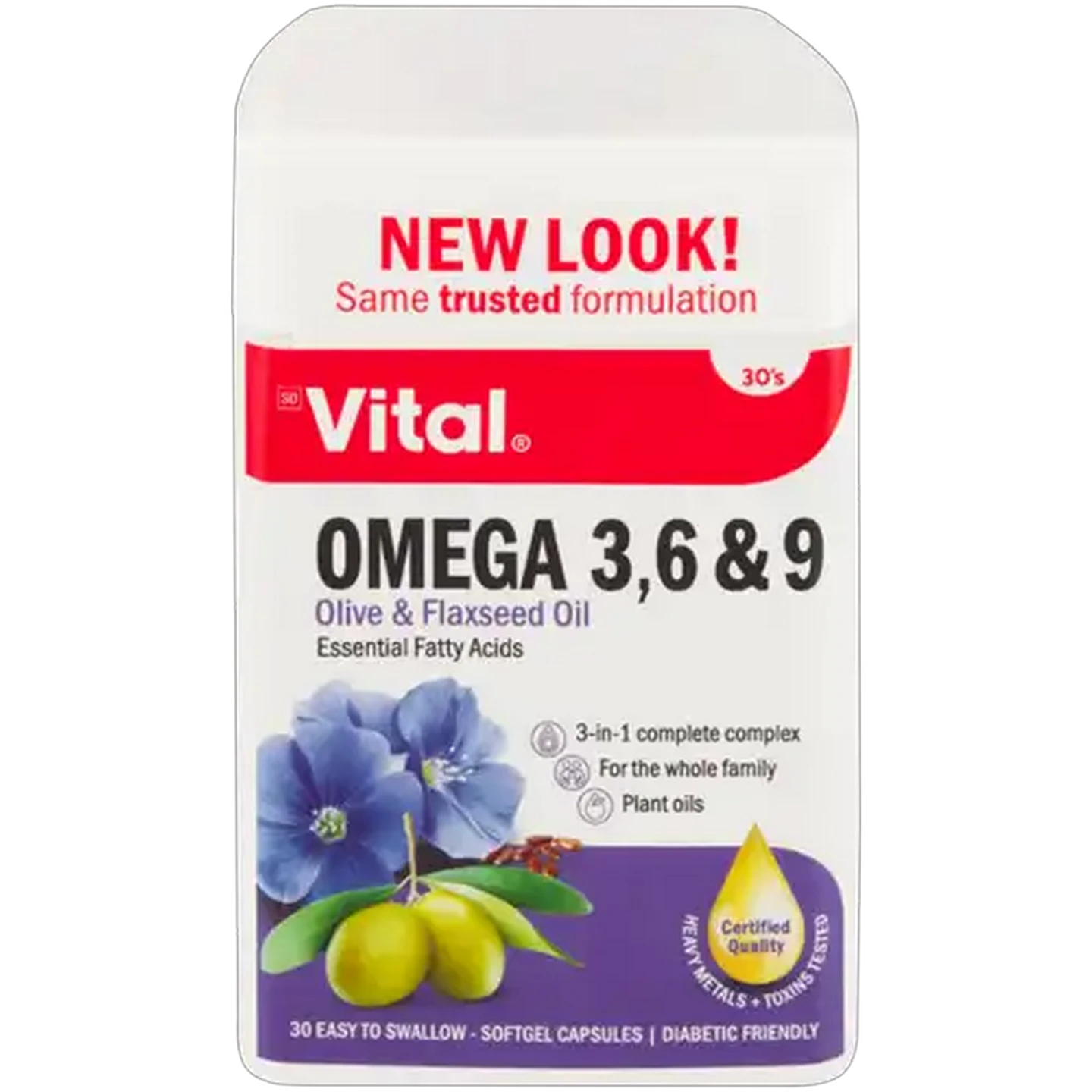 Image of Vital Omega 3, 6 & 9 Capsules 30 Pack