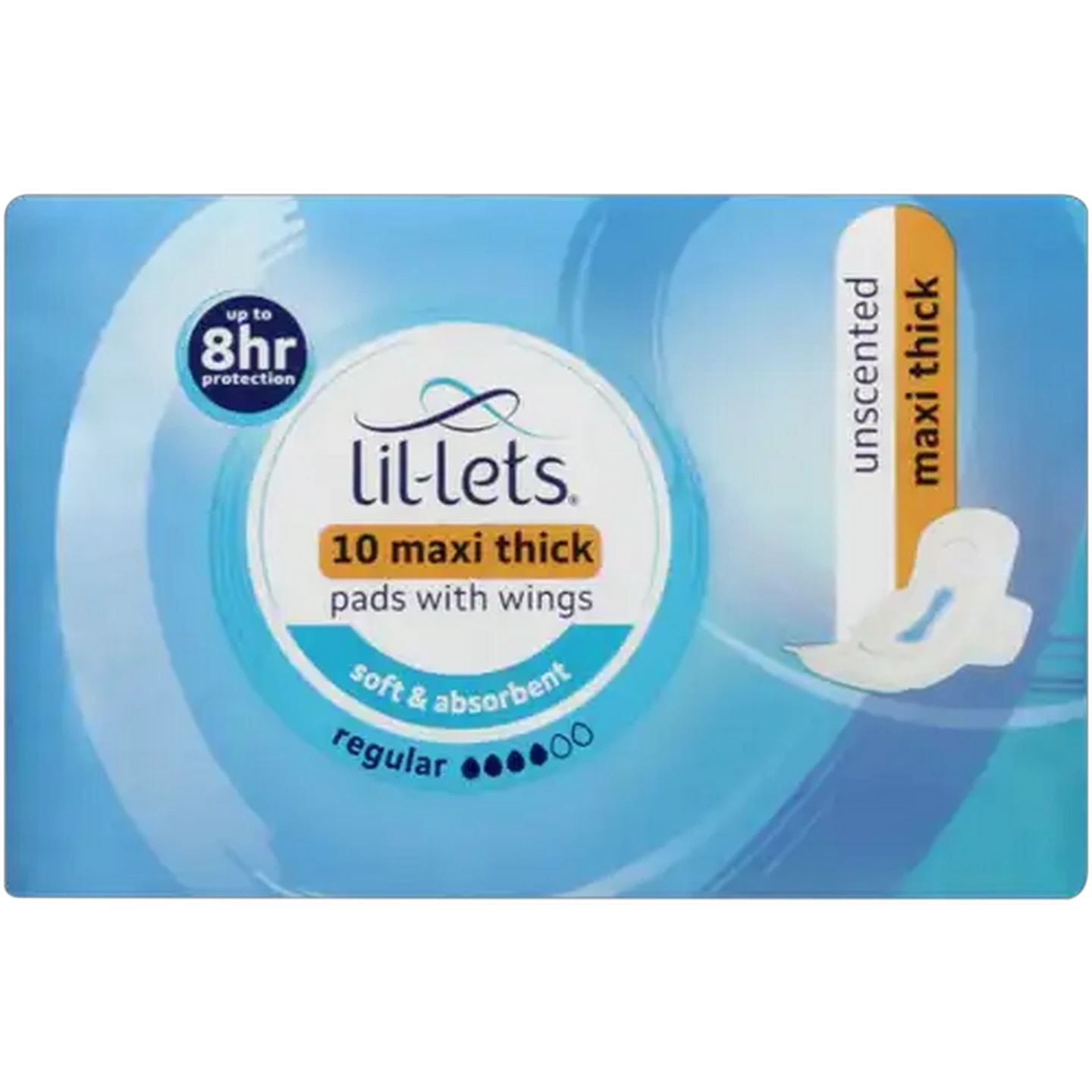 Image of Lil-Lets Regular Unscented Maxi Thick Pads with Wings 10-Pack