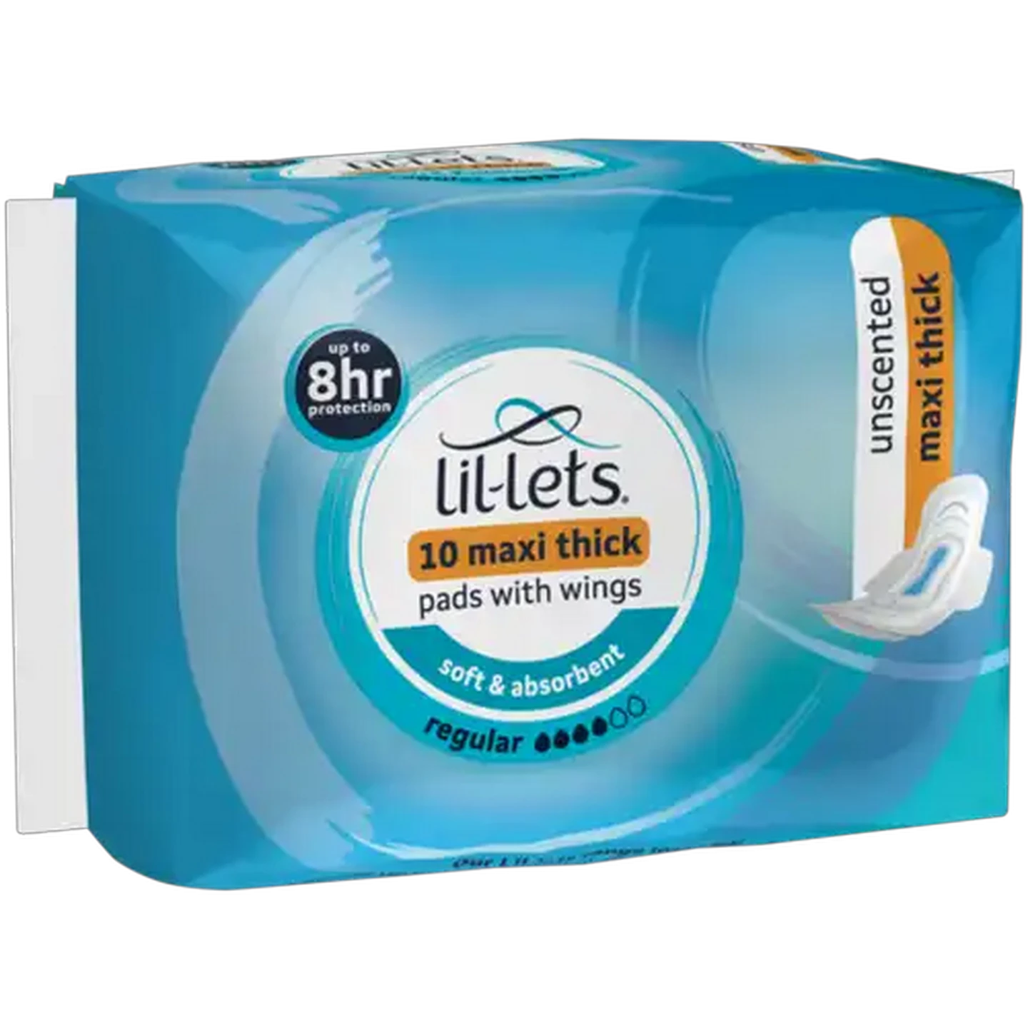 Image of Lil-Lets Regular Unscented Maxi Thick Pads with Wings 10-Pack