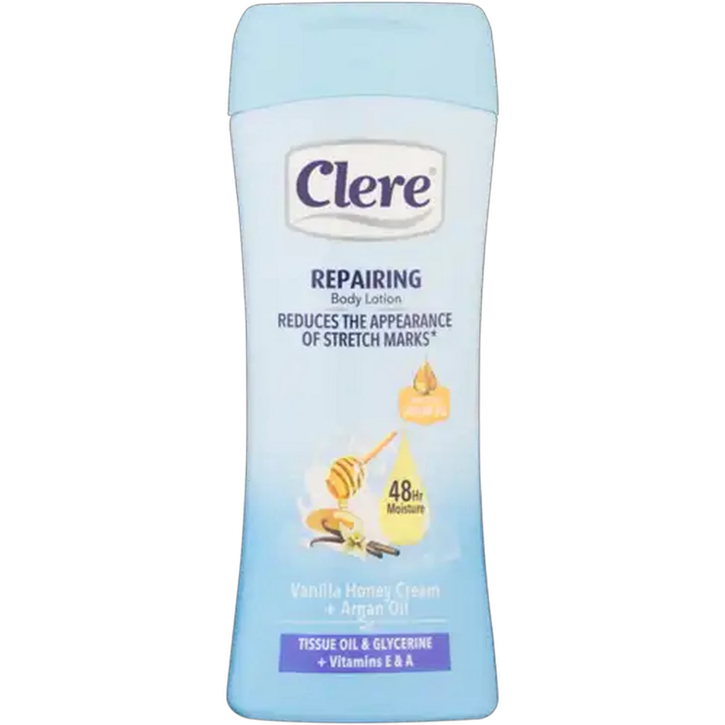 Image of Clere Tissue Oil & Pure Glycerine Enriched Vanilla Honey Cream Luscious Body Lotion Bottle 400ml