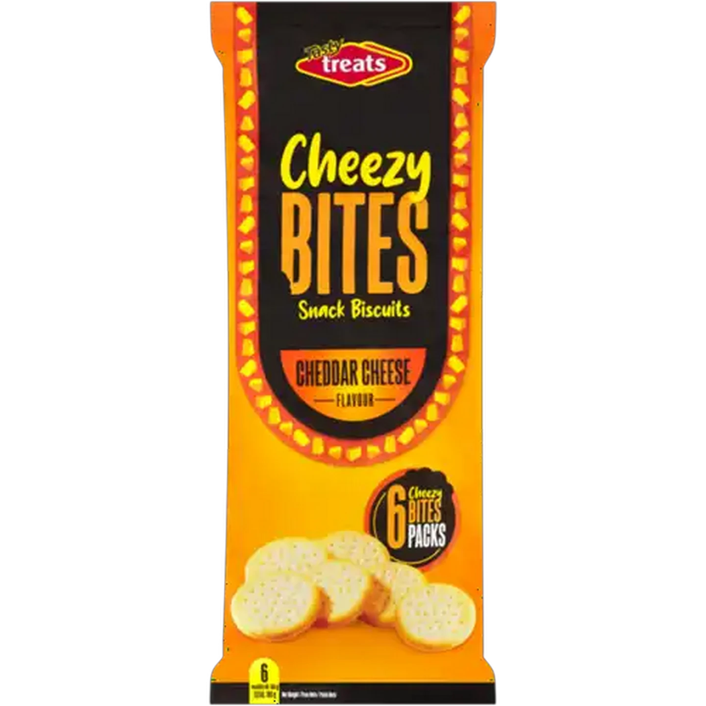 Image of Tasty Treats Cheezy Bites Cheddar Cheese Flavour Snack Biscuits 6 x 30g