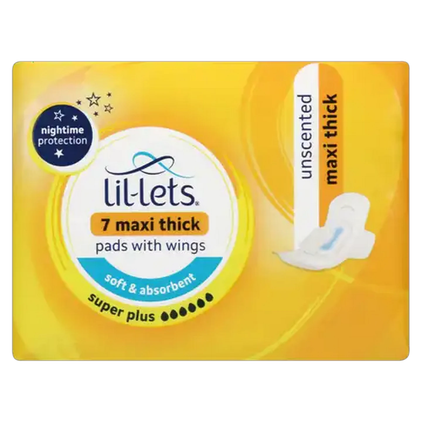 Image of Lil-Lets Unscented Super Plus Winged Maxi Thick Pads 7 Pack
