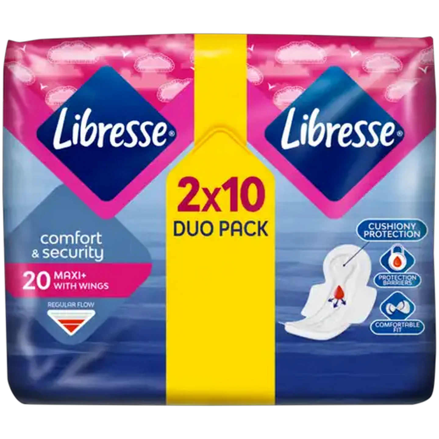 Image of Libresse Regular Flow Maxi+ Sanitary Pads with Wings 20 Pack