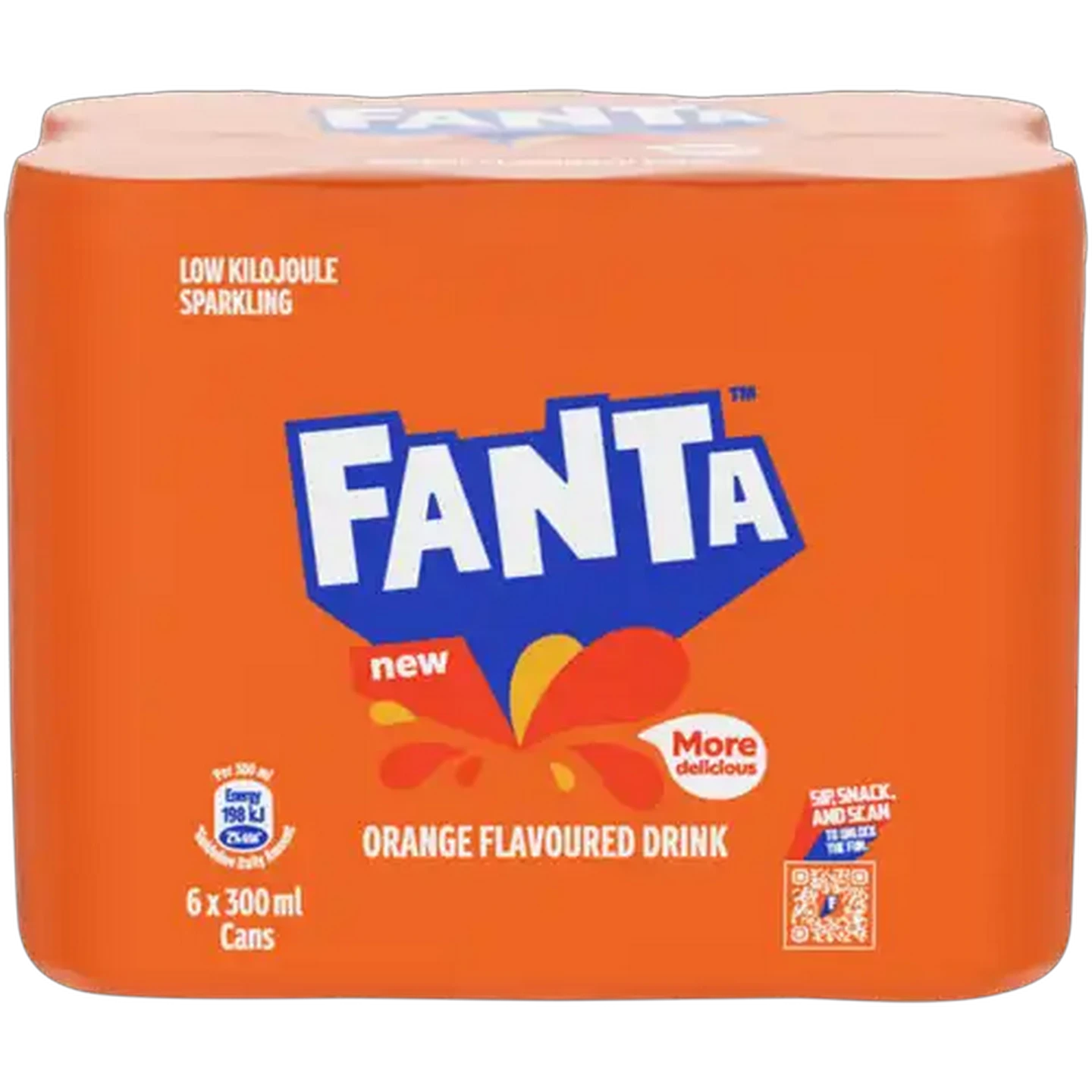 Image of Fanta Orange Flavoured Sparkling Soft Drink Cans 6 x 300ml
