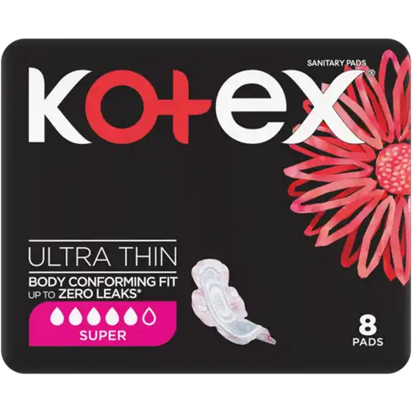 Image of Kotex Ultra Total Confidence 3-In-1 Super Sanitary Pads With Wings 8-Pack