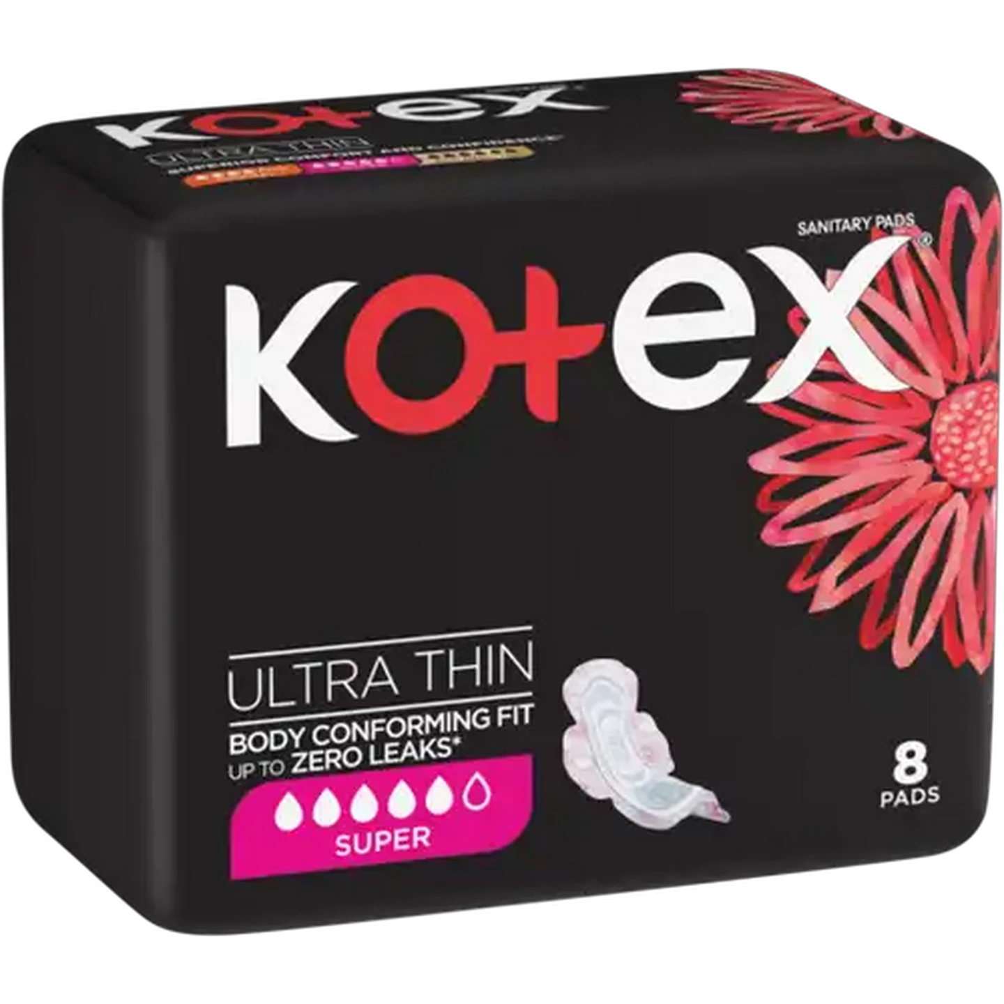 Image of Kotex Ultra Total Confidence 3-In-1 Super Sanitary Pads With Wings 8-Pack
