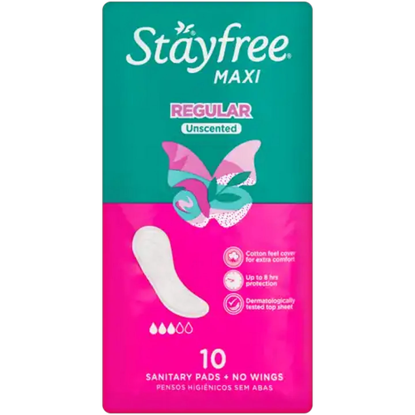 Image of Stayfree Maxi Regular Wingless Sanitary Pads 10 Pack