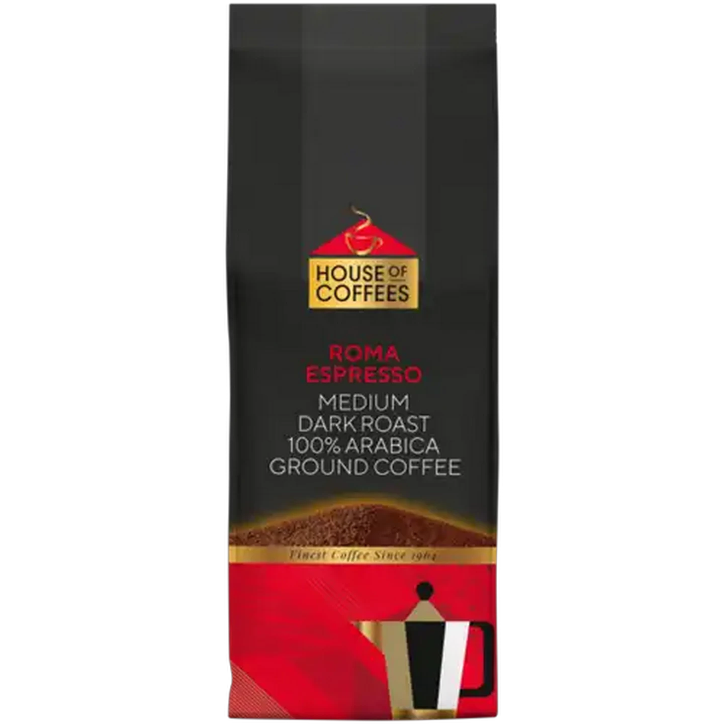 Image of House of Coffees Roma Espresso Medium Dark Roast Ground Coffee Pouch 250g