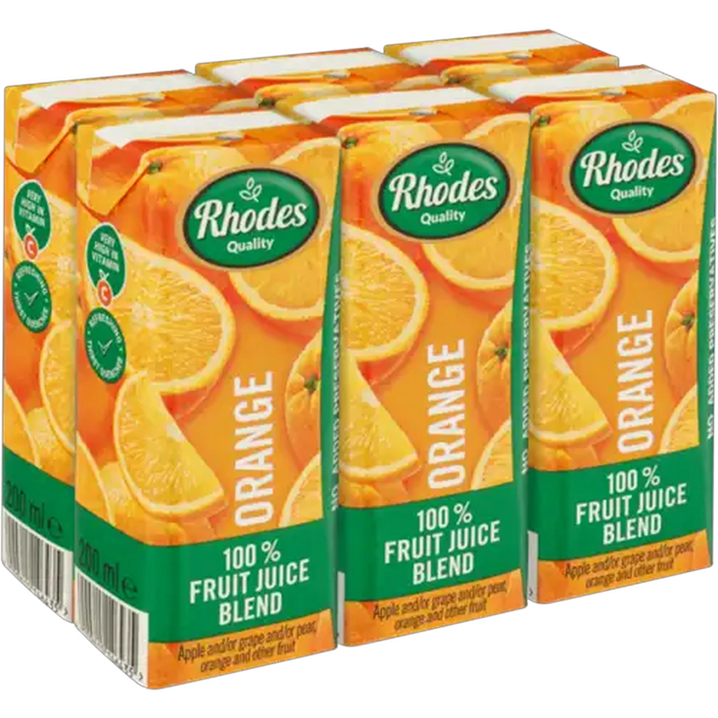 Image of Rhodes Quality Orange 100% Fruit Juice Blend 6 x 200ml