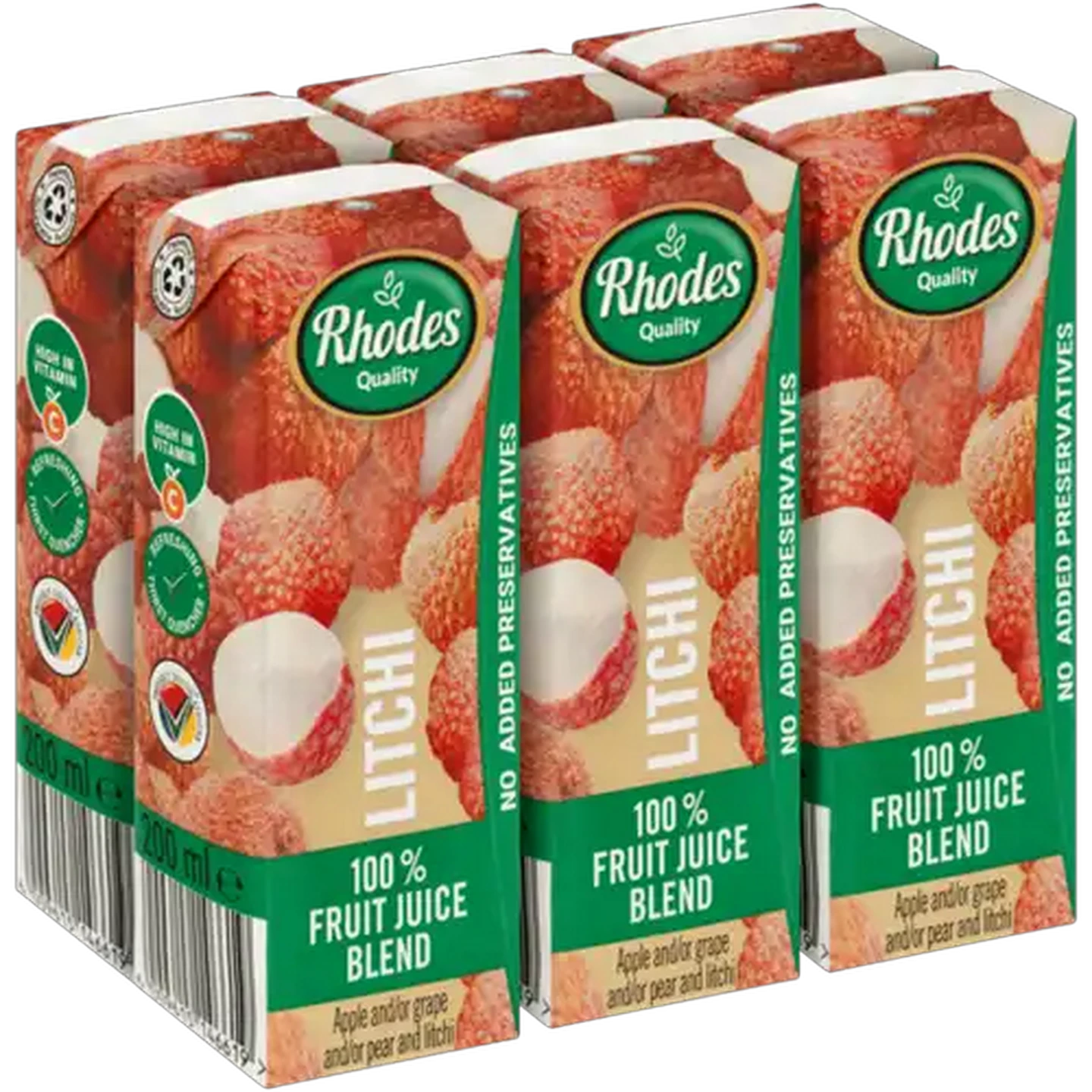 Image of Rhodes Quality Litchi 100% Fruit Juice Blend 6 x 200ml