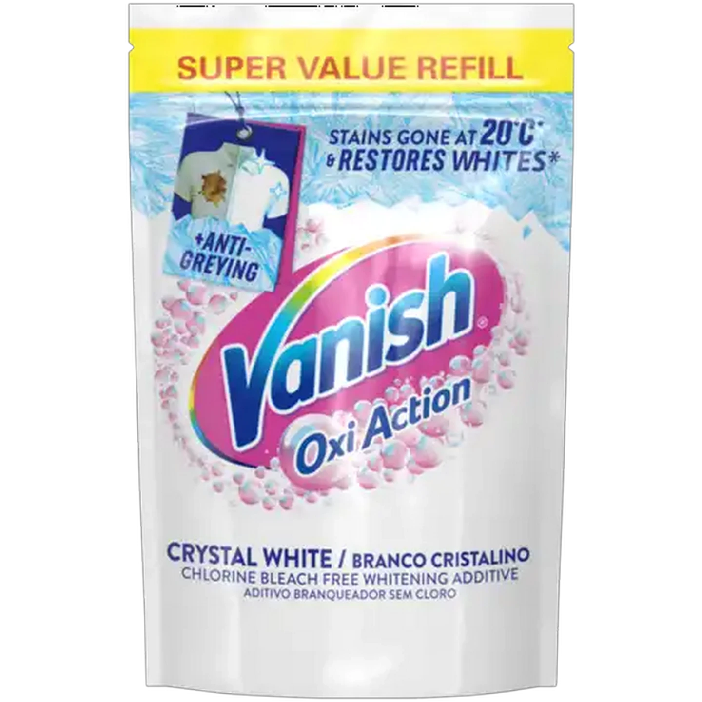 Image of Vanish Oxi Action Crystal White Chlorine Bleach Free Whitening Additive Refill 520g