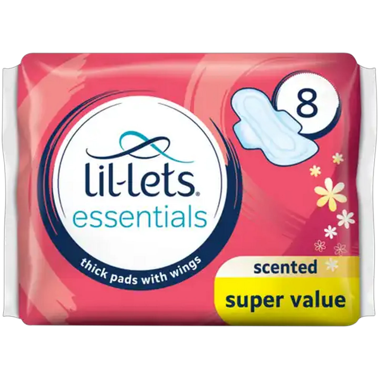 Image of Lil-Lets Essentials Scented Thick Pads with Wings 8 Pack