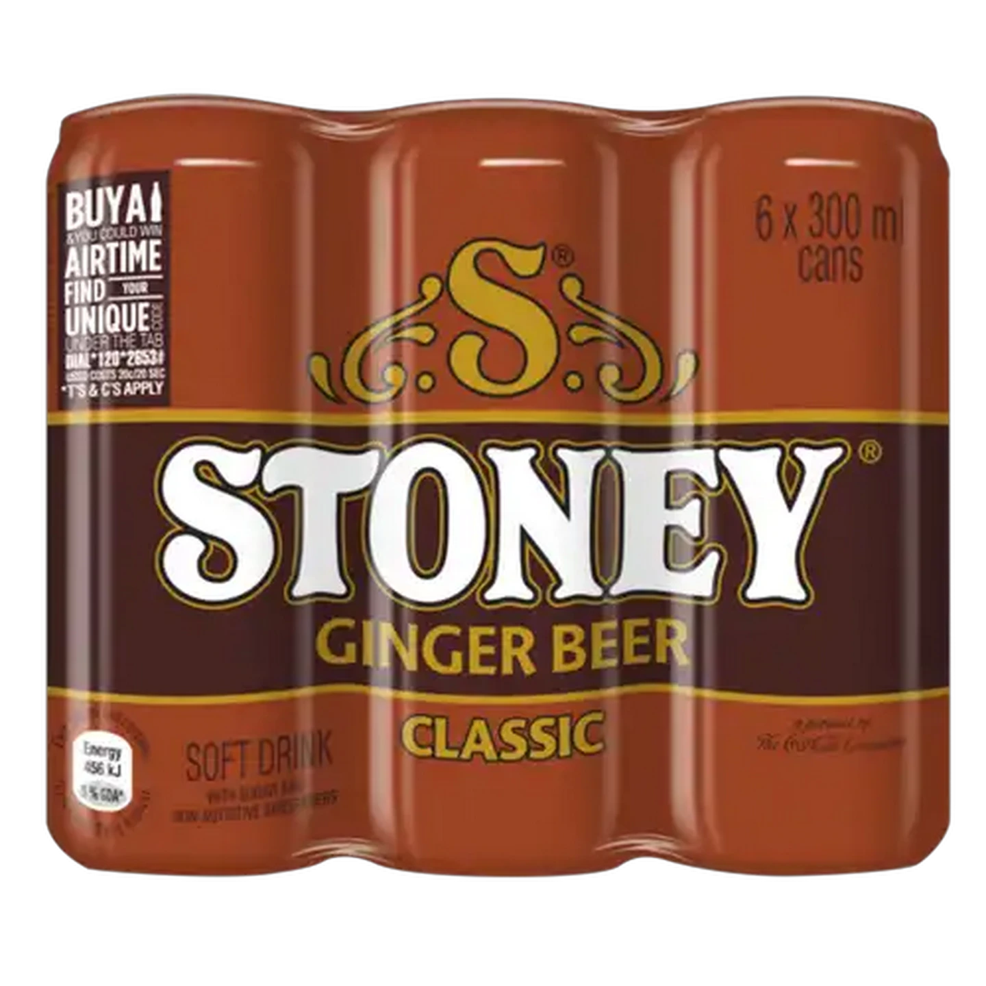 Image of Stoney Ginger Beer Classic Soft Drink Cans 6 x 300ml