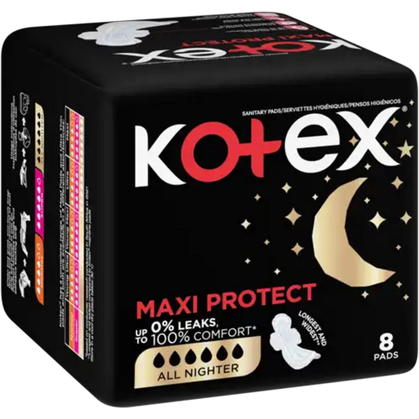Image of Kotex Maxi Protect All Nighter Sanitary Pads with Wings 8 Pack