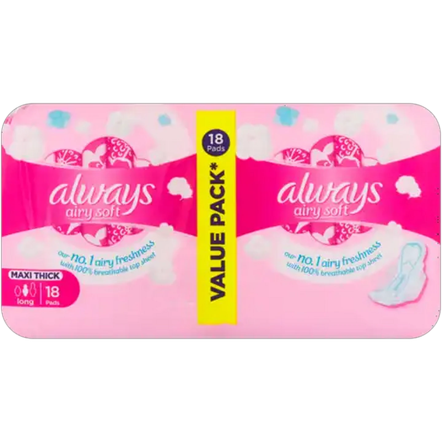 Image of Always Airy Soft Long Maxi Thick Sanitary Pads 18 Pack