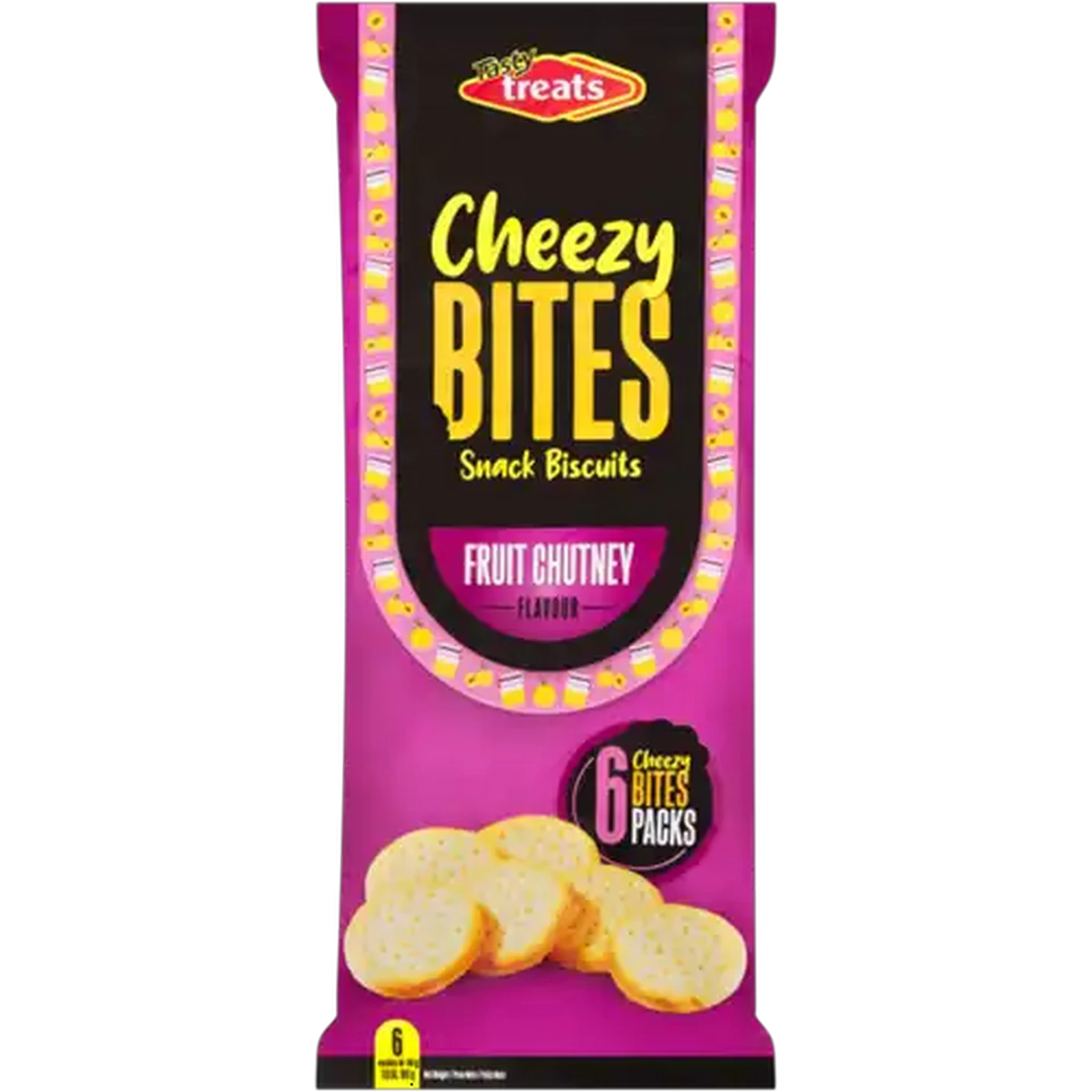 Image of Tasty Treats Cheezy Bites Fruit Chutney Flavour Snack Biscuits 6 x 30g