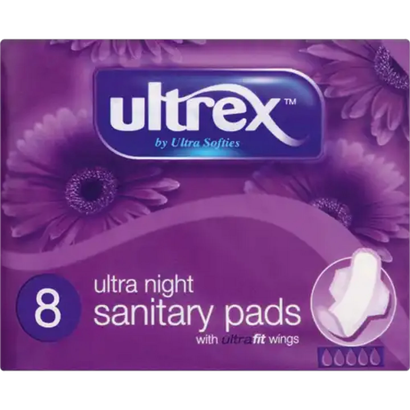 Image of Ultrex Ultra Night Sanitary Pads 8 Pack
