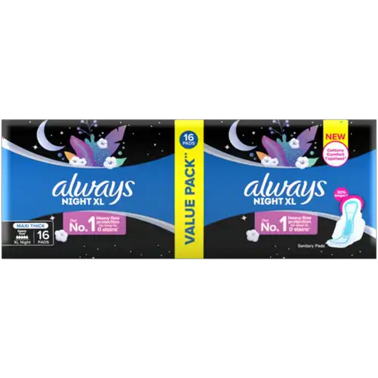 Image of Always Heavy Flow Night XL Maxi Thick Sanitary Pads 16 Pack