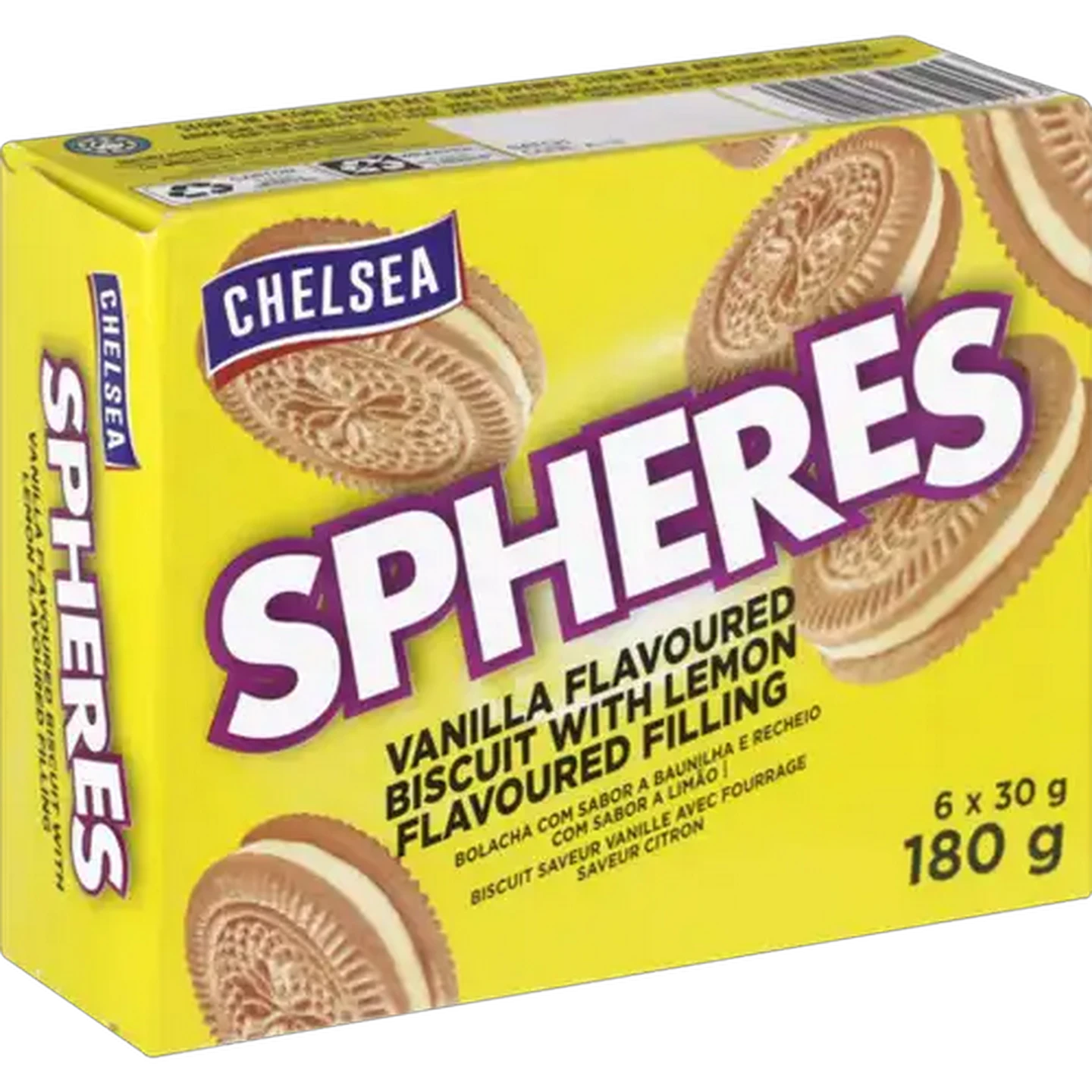 Image of Chelsea Spheres Vanilla Biscuits With Lemon Filling 180g