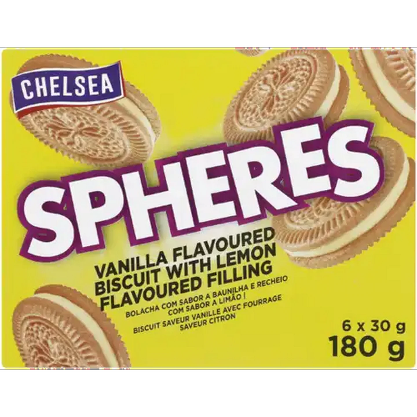 Image of Chelsea Spheres Vanilla Biscuits With Lemon Filling 180g