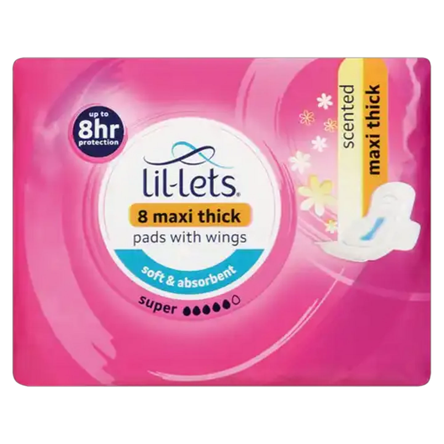Image of Lil-Lets Scented Super Winged Maxi Thick Pads 8 Pack