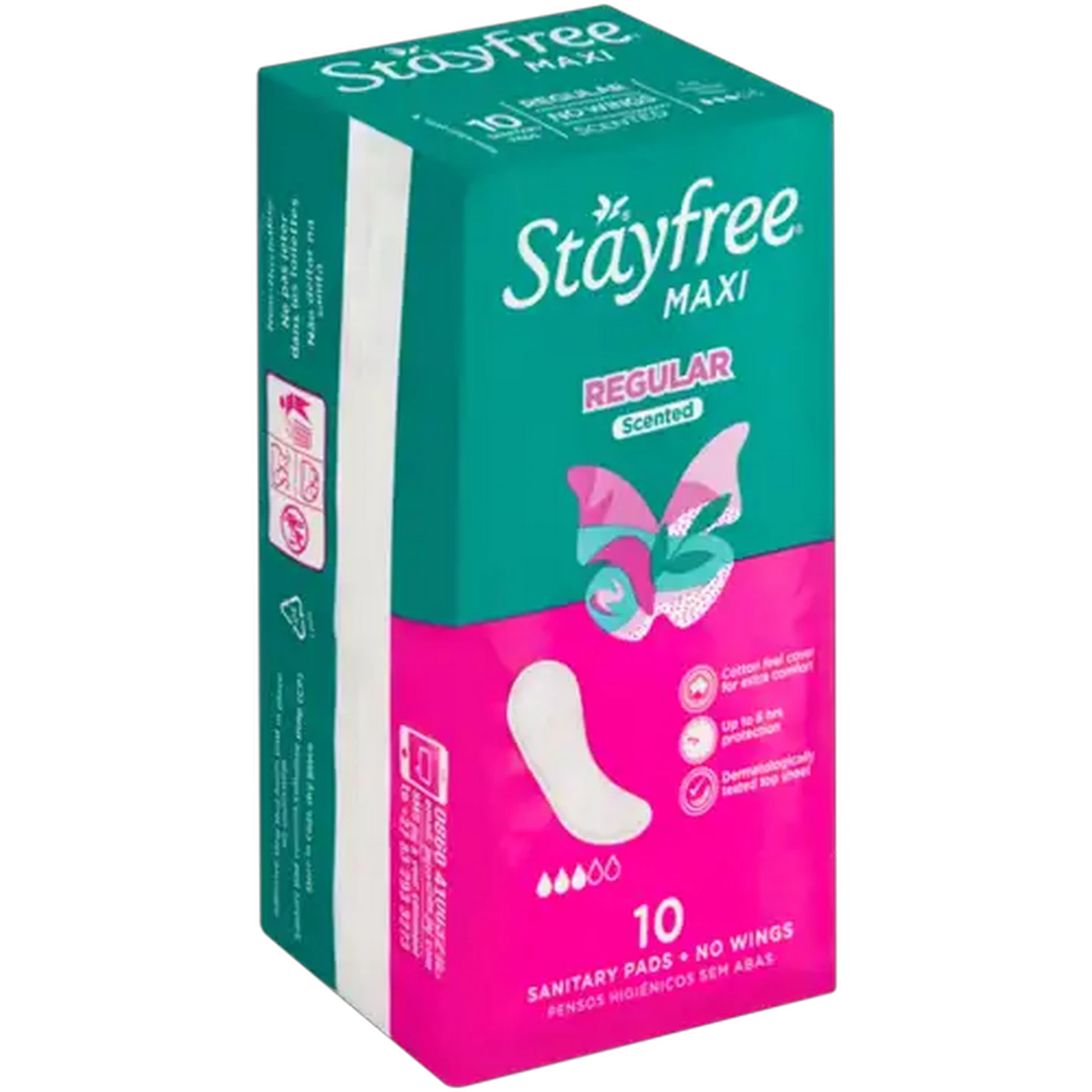 Image of Stayfree Maxi Scented Regular Sanitary Pads For Normal Flow No Wings 10 Pack
