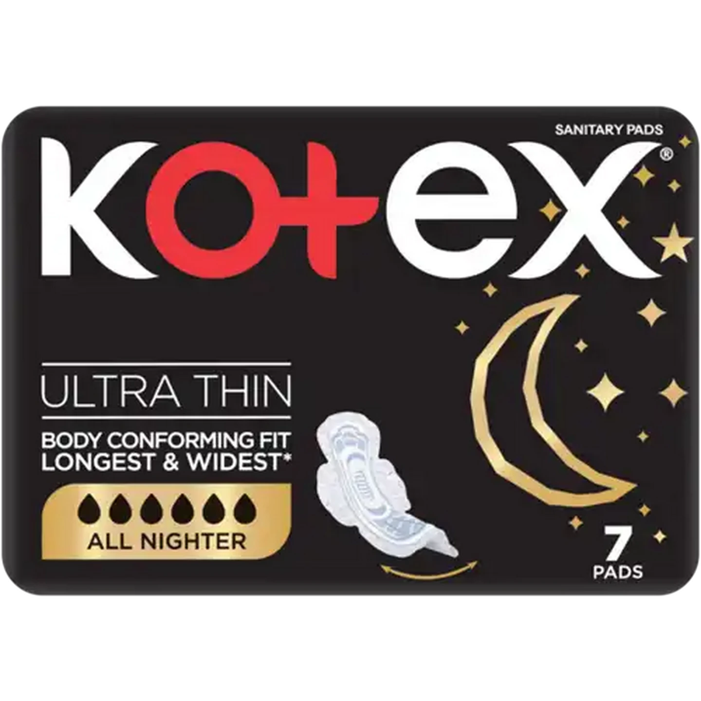 Image of Kotex All Nighter Ultra Total Confidence 3-In-1 Sanitary Pads 7 Pack