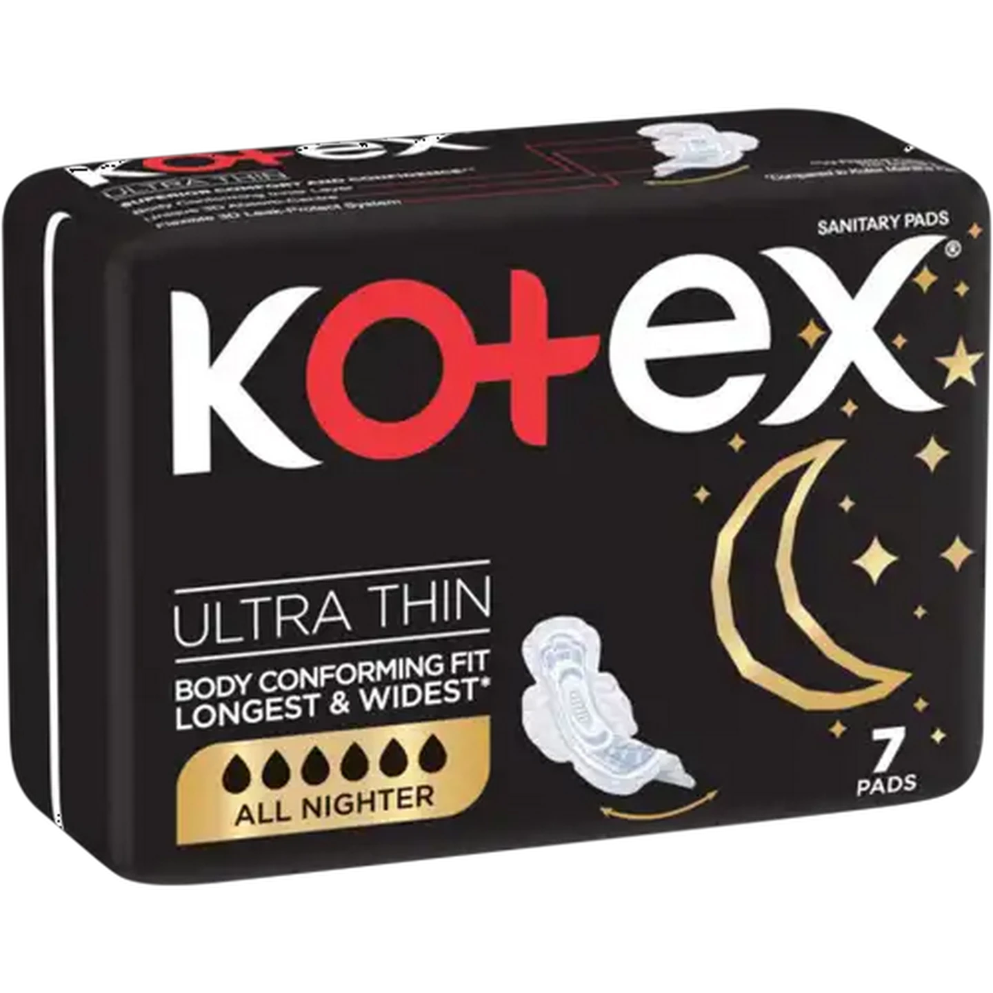 Image of Kotex All Nighter Ultra Total Confidence 3-In-1 Sanitary Pads 7 Pack