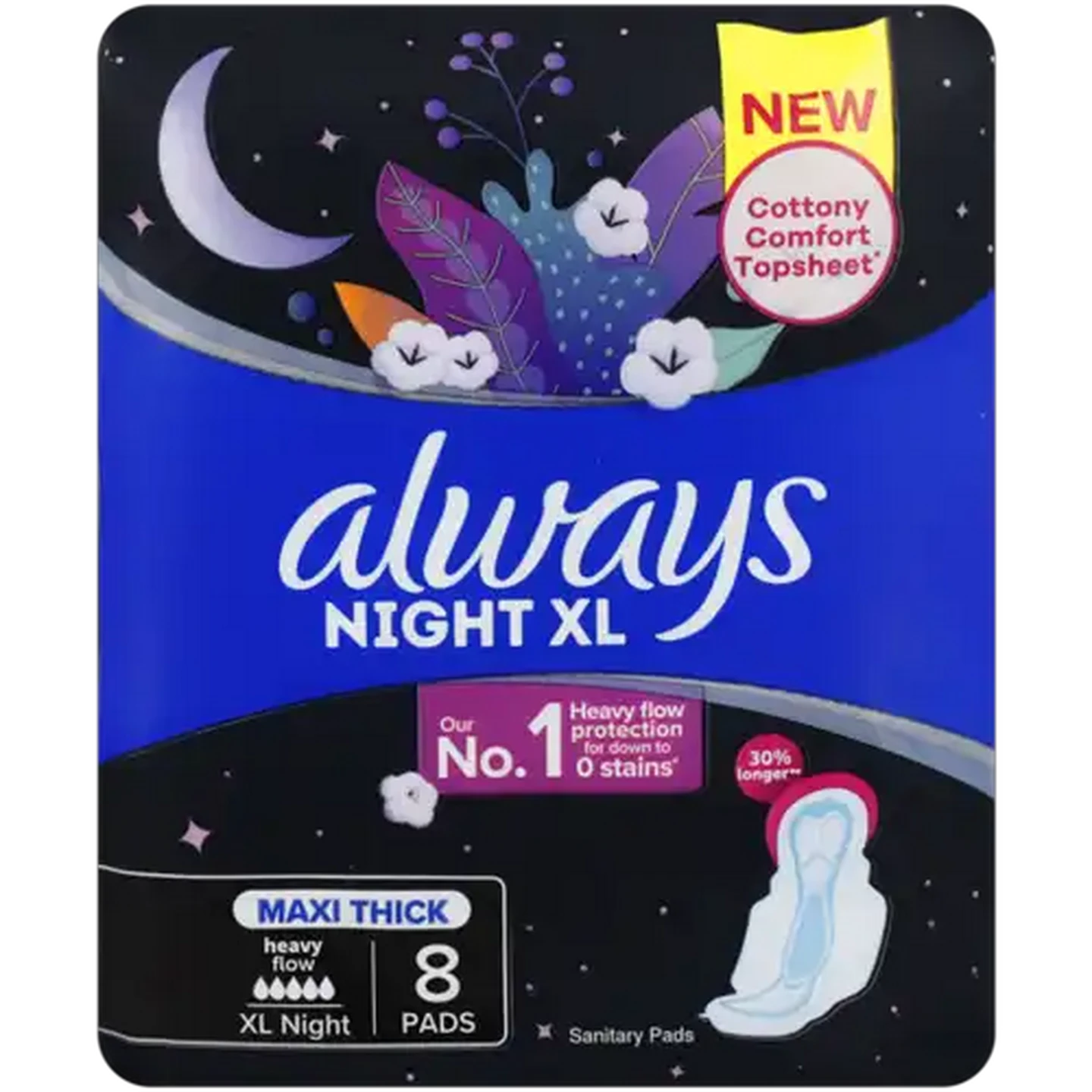 Image of Always Heavy Flow Night XL Maxi Thick Sanitary Pads 8 Pack