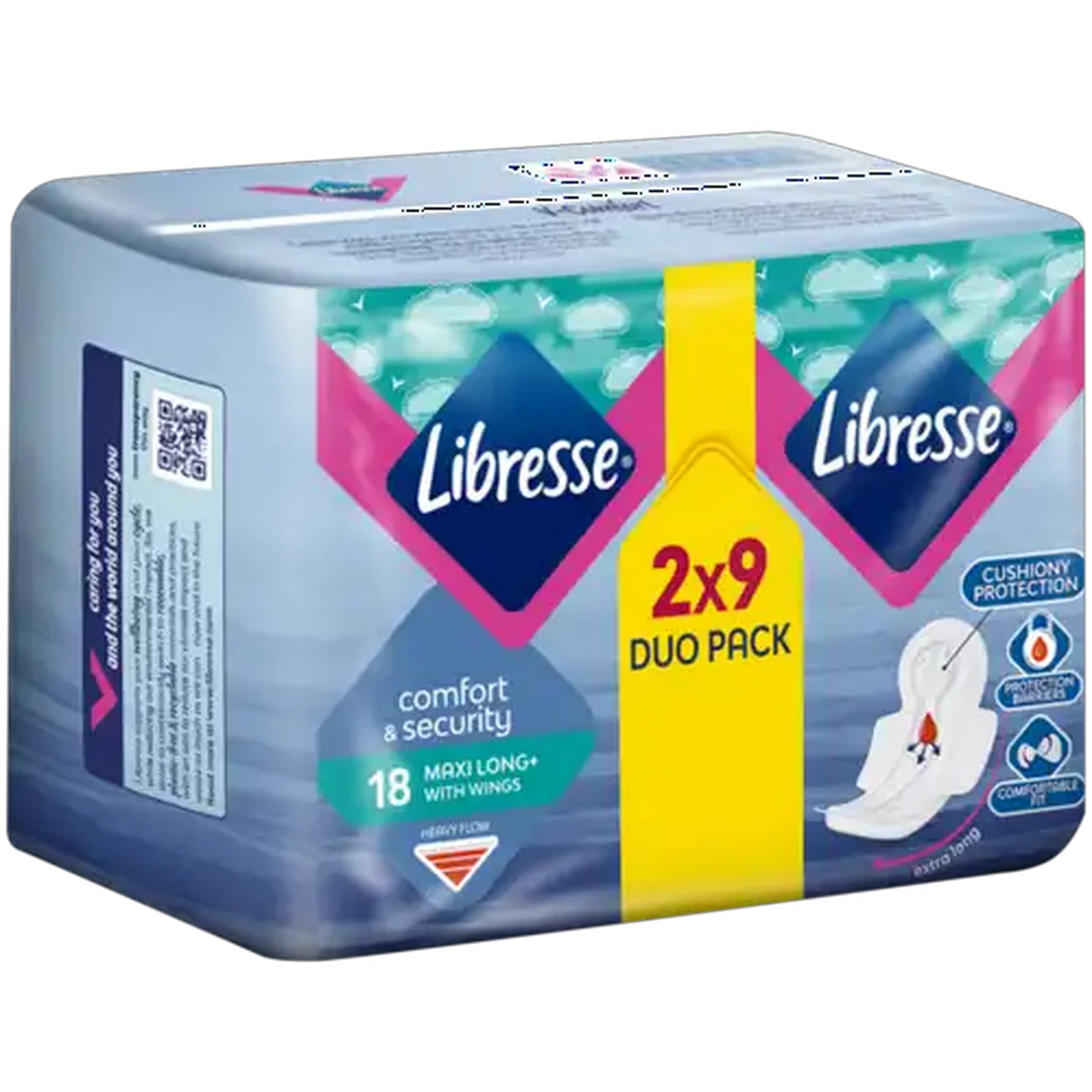 Image of Libresse Heavy Flow Maxi Long+ Sanitary Pads with Wings 18 Pack