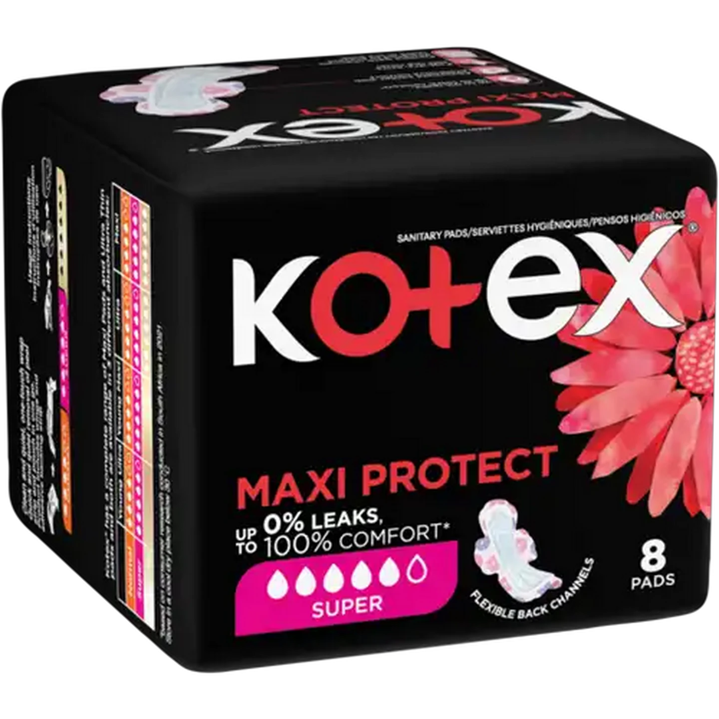 Image of Kotex Maxi Super Sanitary Pads With Wings 8 Pack