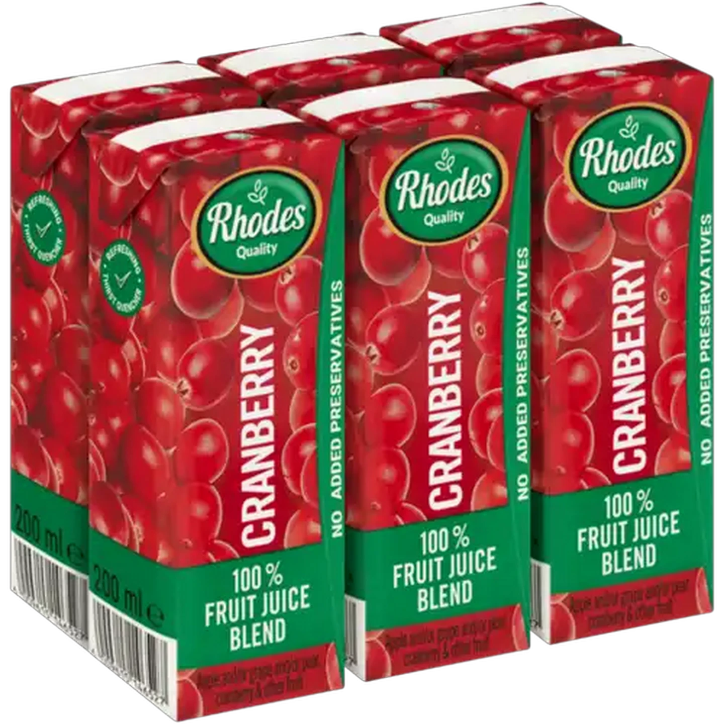 Image of Rhodes Quality Cranberry 100% Fruit Juice Blend 6 x 200ml