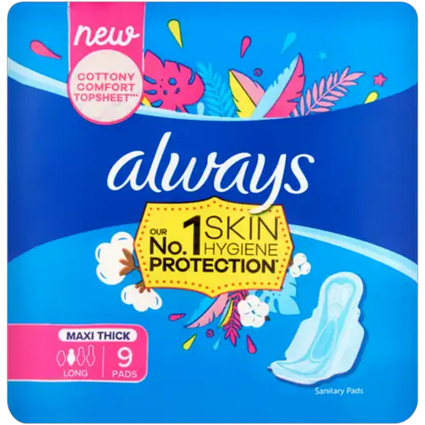 Image of Always Long Maxi Thick Sanitary Pads 9 Pack