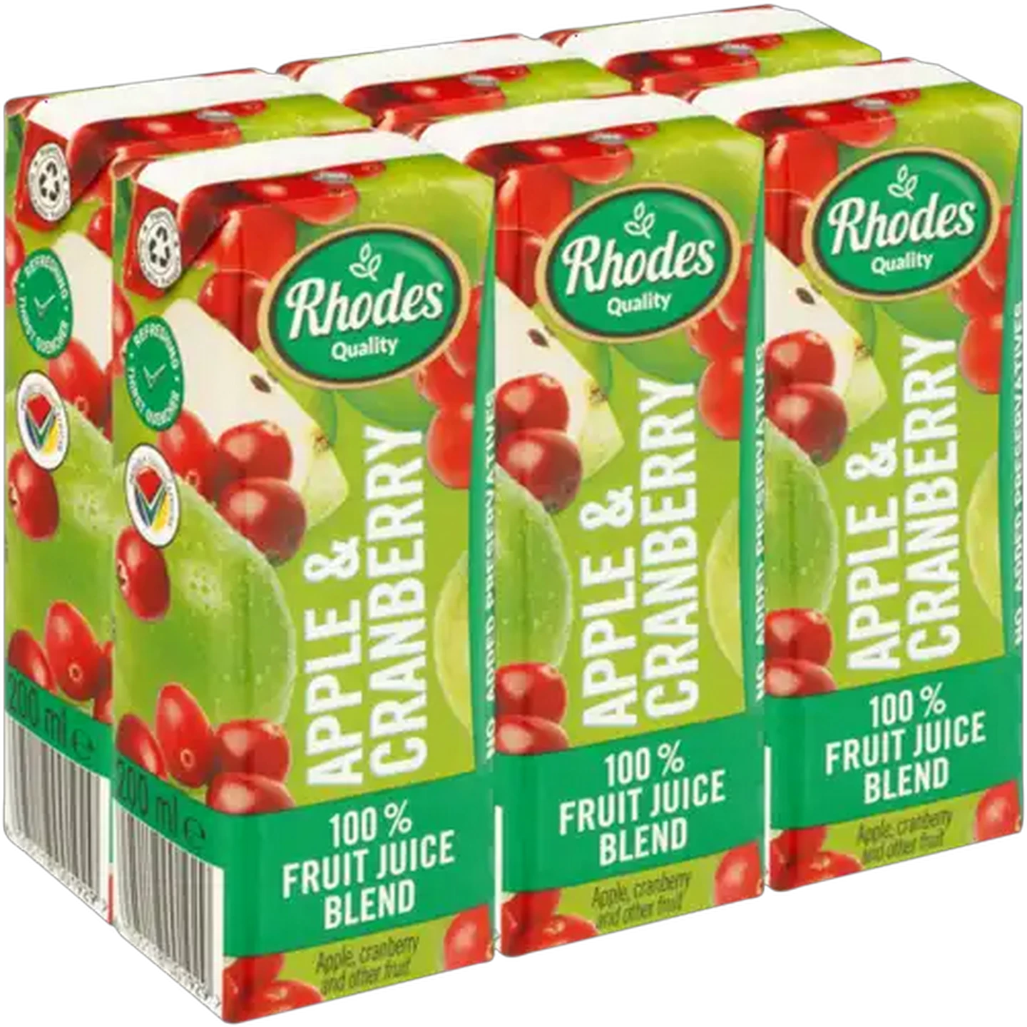 Image of Rhodes Quality Apple & Cranberry 100% Fruit Juice Blend 6 x 200ml