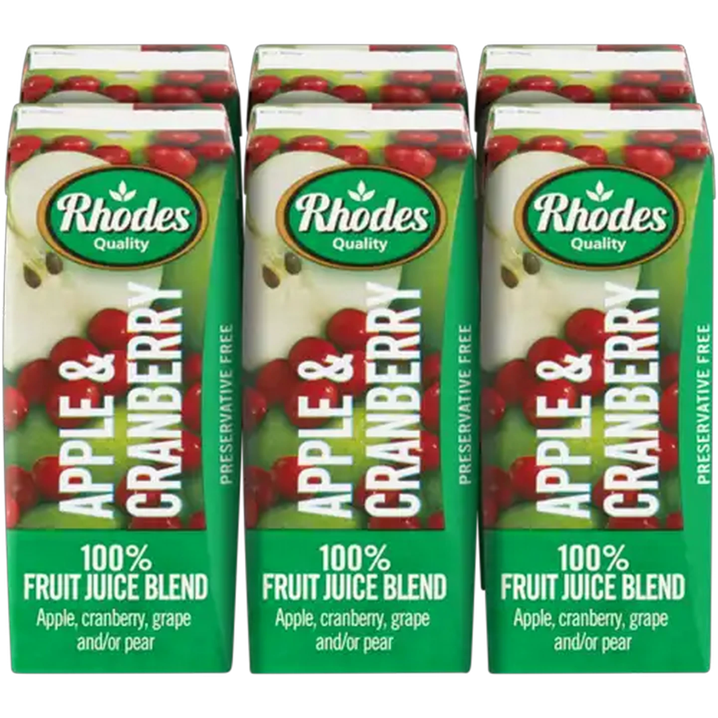 Image of Rhodes Quality Apple & Cranberry 100% Fruit Juice Blend 6 x 200ml